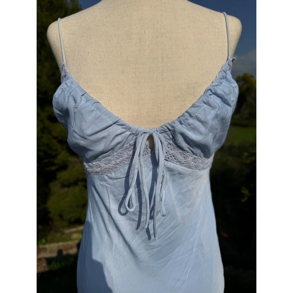 Princess Polly Slip Dress Baby Blue Spaghetti Strap Maxi Satin Lace Trim
Size 6 - Picture 6 of 9